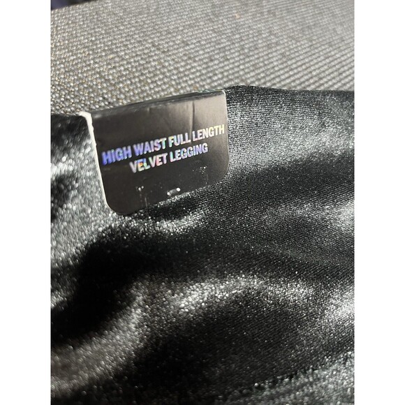 PINK Leggings Womens Large Velvet Ultimate‎ Victoria's Secret Black High Waisted - Picture 5 of 7